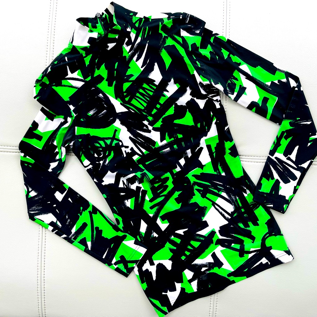 Nwot! Burberry London - Graffiti Print Neon Green Top Size Xxs